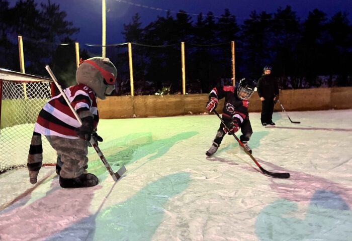Ottawa 67’s mascot Riley the Raccoon helped everyone stay active and warm during the Manor Park Community Council (MPCC)’s annual Skate Party and Chili Cook-off. Photo submitted by MPCC