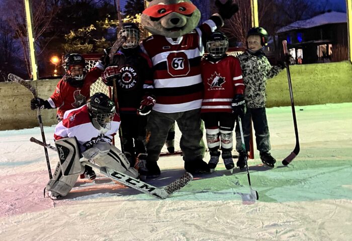 Ottawa 67’s mascot Riley the Raccoon helped everyone stay active and warm during the Manor Park Community Council (MPCC)’s annual Skate Party and Chili Cook-off in February. Despite temperature ups and downs, the rink was well-used again this season. Photo submitted by MPCC