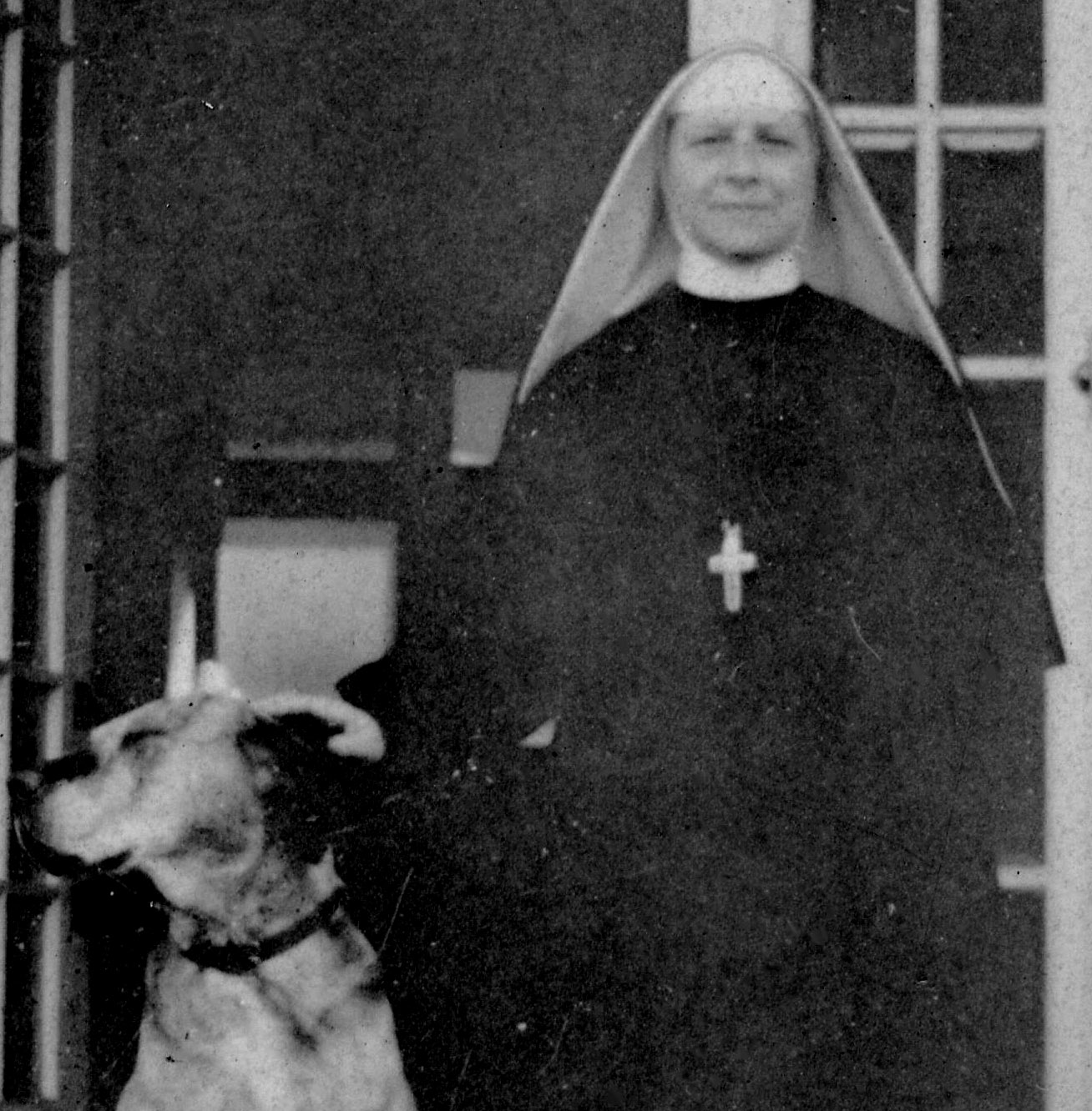 Mother Marie Thomas d'Aquin poses with Rex, her Great Dane. Photo supplied