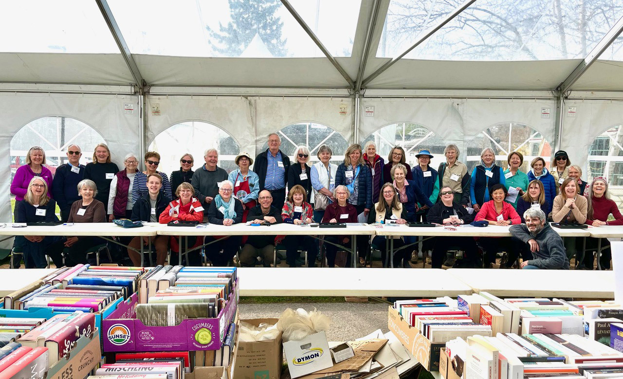 A photo of volunteers at the 2024 Rockcliffe Park Spring Book Sale