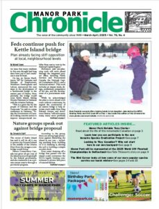 Front page of 2025 March-April edition of the Manor Park Chronicle