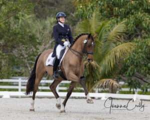 Pictured here representing Canada at a competition in Wellington, Fla is the beautiful team of Simone Williams, owner and manager of Queenswood Stables and Herdeiro Santana (Deiro), a 12-year-old Lusitano gelding from Brazil and her current top competition horse. Over the years, Simone has represented Canada on many occasions including a top ten finish (4th) at the Pan American games. PHOTO: Local photographer Joanna Crilly, used with permission.