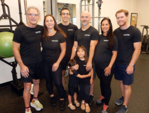 Meet the Evertrain fitness team of success coaches (left to right): Pierre, Melissa, Alejandro, Sophia and Mahalia with their dad Andre and mom Julie, both co-owners, and membership manager Kyl. PHOTO: SHARLEEN TATTERSFIELD