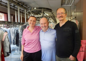 Monson Deluxe Cleaners, our local, solvent-free dry cleaner, has been operating in Beechwood Village since 1988. Meet (left to right): store manager Anna Kaninska, Hillary’s/Monson’s president, John Murray and recently retired, long-term employee JP Bleau. PHOTO: SHARLEEN TATTERSFIELD