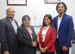 Getting ready for the January opening of MyLook Vision Care at the Rockcliffe Crossing Plaza in Manor Park (left to right) are Nirmalan Vadivel (store manager), his wife Umaa Nirmalan (optician), their daughter Prieyankaa and son Raahul Nirmalan. PHOTO: SHARLEEN TATTERSFIELD
