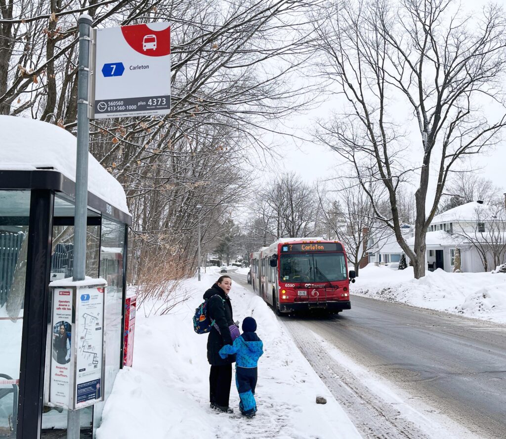 Transit riders prepare to board a number 7 bus as it approaches the stop at Birch Avenue and Eastbourne Avenue. PHOTO: RYLAND COYNE