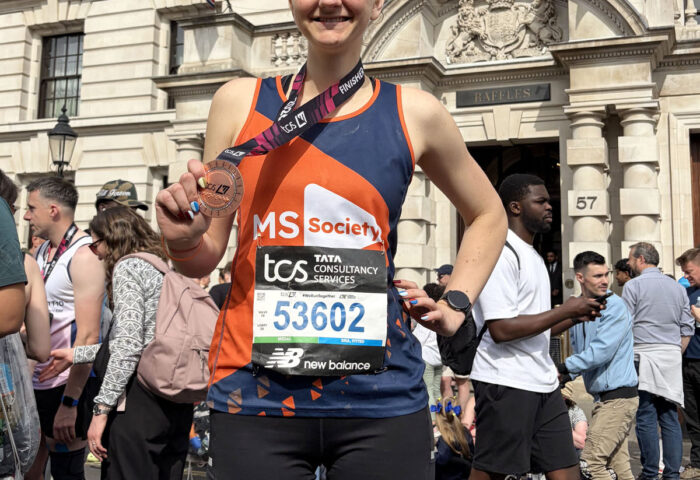 Mallory poses with her London Marathon medal following the event on April 26. PHOTO: EMMA KIESEKAMP