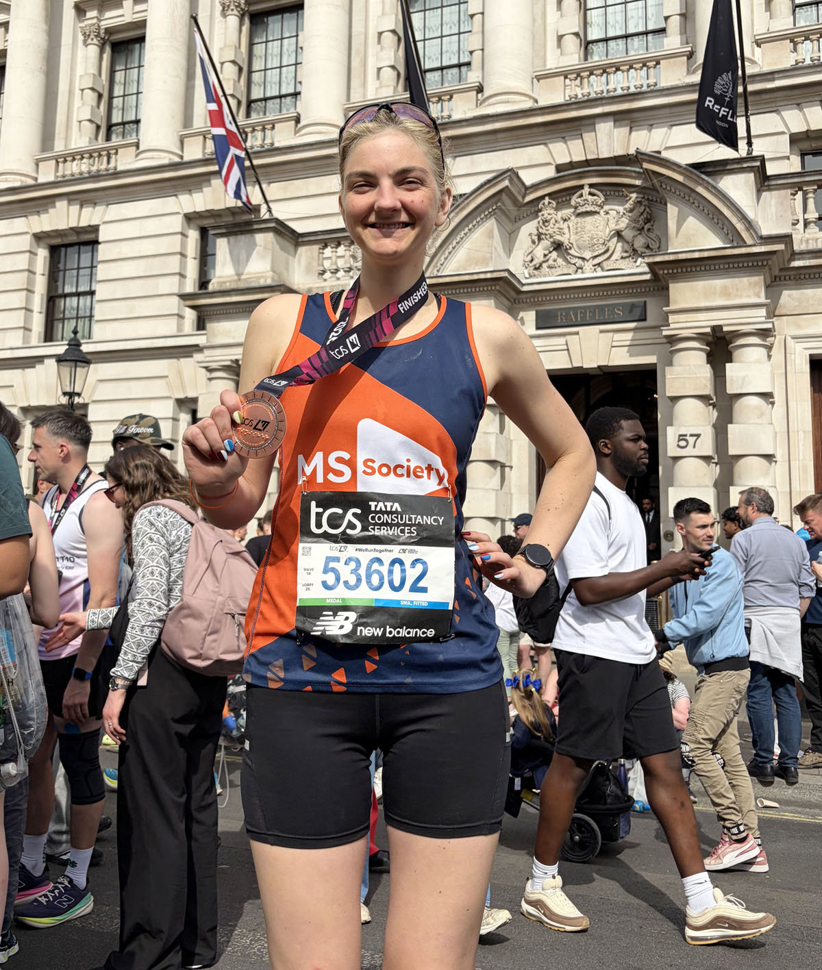 Mallory poses with her London Marathon medal following the event on April 26. PHOTO: EMMA KIESEKAMP