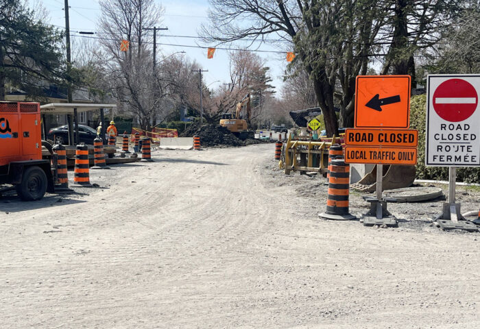 Ottawa city council has approved sidewalks for the Manor Park integrated renewal project. This photo shows road work at the intersection of Kilbarry Crescent and Arundel Avenue. PHOTO: RYLAND COYNE