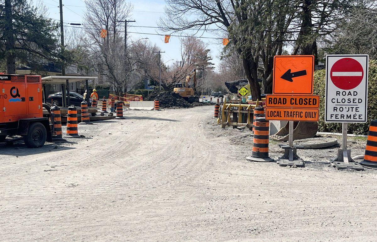 Ottawa city council has approved sidewalks for the Manor Park integrated renewal project. This photo shows road work at the intersection of Kilbarry Crescent and Arundel Avenue. PHOTO: RYLAND COYNE